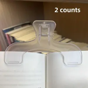 Transparent Book Holder, 2 Counts Multifunctional Thickened Book Stand, Student Book Fixing Clip, Anti-flip Book Clip, Fastener Clip, Stationery Supplies