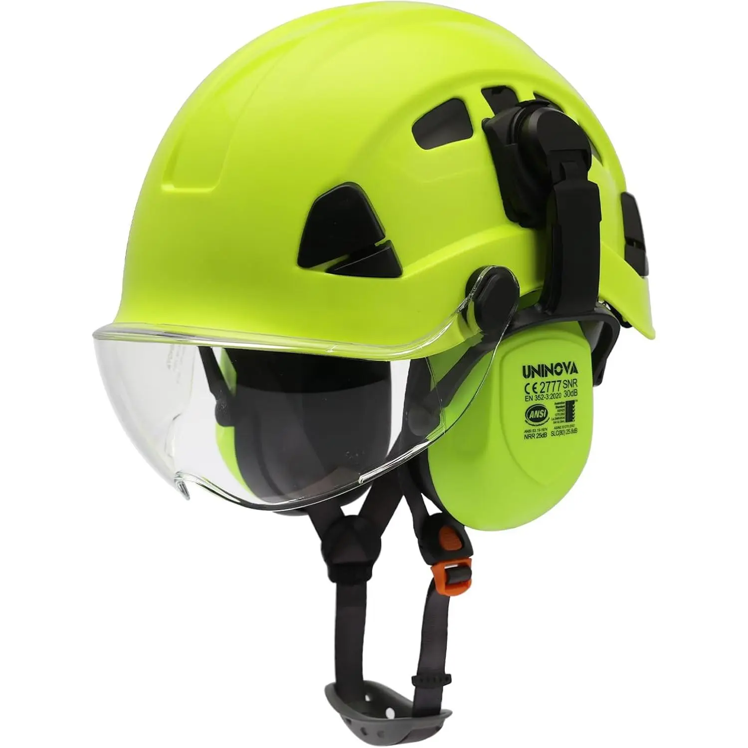 ANSI & OSHA Approved Forestry Chainsaw Safety Hard Hat for Arborists, 8-Vent Design, Mesh Face Shield, Ear Protectors/Ear Muffs, 6 1/2-8 in (20.47-24.80 in/52-63 cm) Fit, Logging Use, 6 1/2 To 8 Inch