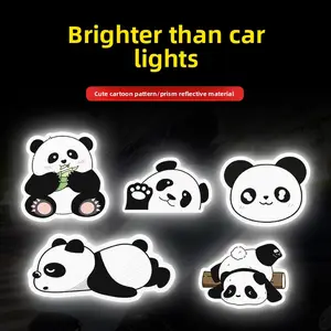 Panda Reflective Car Sticker Cartoon Cute Electric Car Reflective Sticker Helmet Scratch Cover Motorcycle Car Decoration