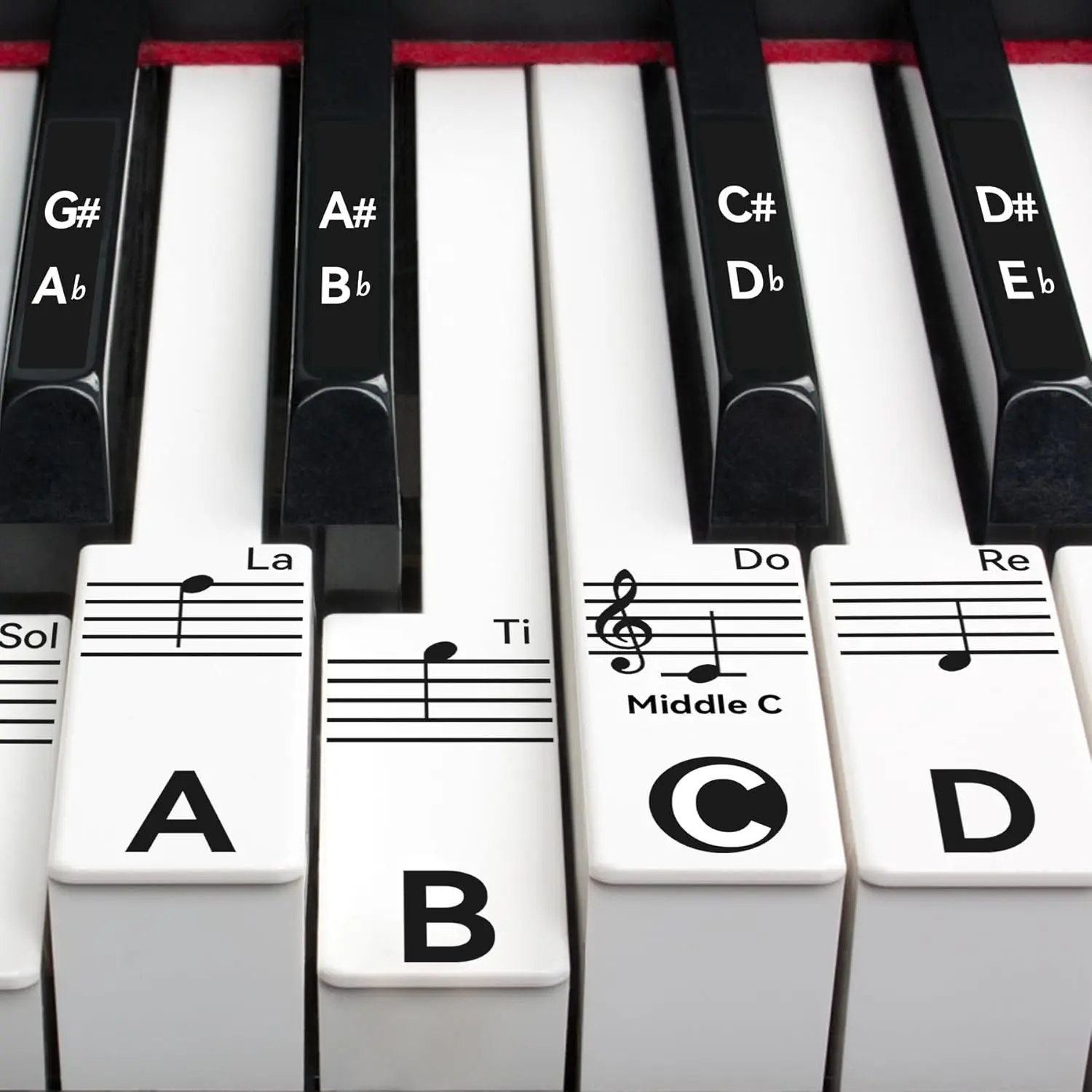Halloween Fall Gift Piano Keyboard Stickers for 88/76/61/54/49 Keys, Transparent and Removable Piano Stickers for Beginners and Kids, Keyboard Letters Labels Notes Guide (Black)