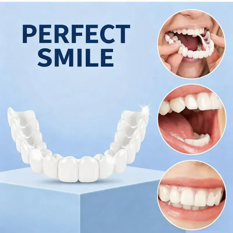 Reusable Snap-On Veneers for an Instant White Smile, Moldable Temporary Oral Cosmetic Teeth for Adults, Dental Teeth Whitening, Upper Arch, Bright Smile, Smile Alignment Teeth Whitening