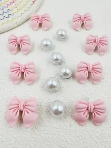 14 Piece Cartoon Resin Bow Pearl Cute DIY Decoration Accessories, Suitable for Wooden Shoes and Sandals, Durable, Perfect Party Gift
