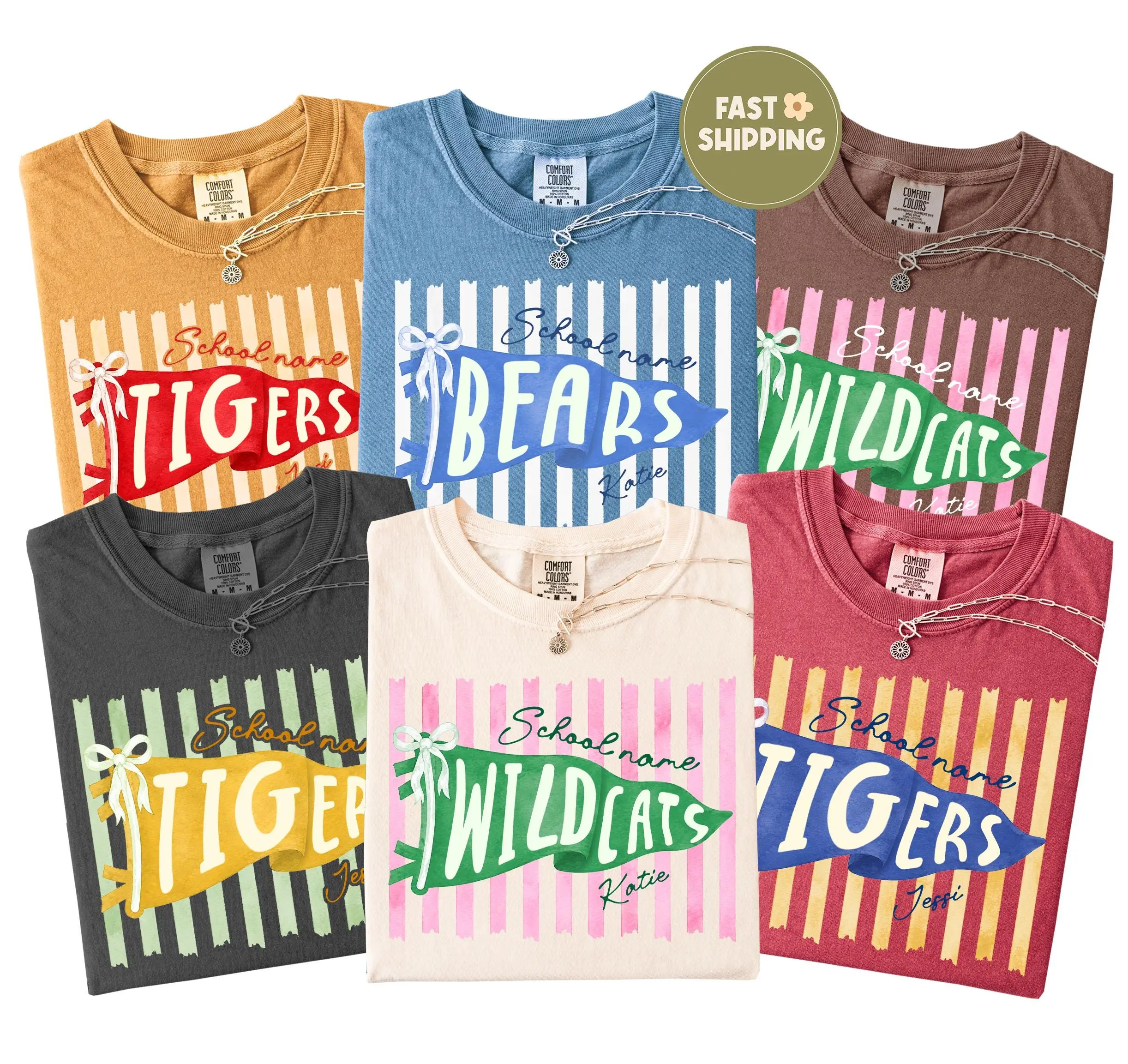 Custom School Mascot Shirt, School Spirit Football Shirt, Comfort Preppy Game Day Tee, Back To School Tee
