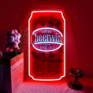 Cheerwine Can LED Neon Signs for Wall Decor Neon Lights for Bedroom Led Signs Suitable for Man Cave Bar Pub Restaurant Christmas Birthday Party Gift Led Art Wall Decorative