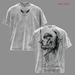 Saint Michael The Archangel x Flaming Sword T-Shirt Washed Christian Shirt, Aesthetic Clothes ,Scales of Justice , Jesus Tees, Christian Merch, Archangel Michael Tees ,Outfit Church