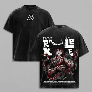 Rock Lee Tee Washed – Naruto Anime Manga Vintage Washed Heavy Cotton Oversized T-Shirt & Hoodie, Double Printed Retro Unisex Streetwear Graphic Top, Taijutsu Fighter Edition, Multi-Color Anime Merch men georgia outfit lemon demon logo print gift