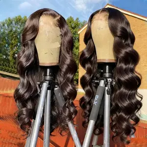 Body Wave 13x6 HD Glueless Lace Remy Hair Drawstring Wigs 100% Human Hair with Baby Hair Pre Plucked Human Hair Wig 180% Density 6pcs Adhesive Strips Included Natural Color For Black Women