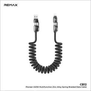 Remax 240w Four-In-One Multi-Function Zinc Alloy Spring Data Cable, Easy Storage Braided Cable 1.5m Cb12