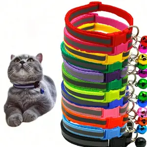 Nighttime Visibility Safety Cat Collar] Reflective Safety Cat Collar with Bell - Adjustable, Durable Polyester Neck Strap for Nighttime Visibility