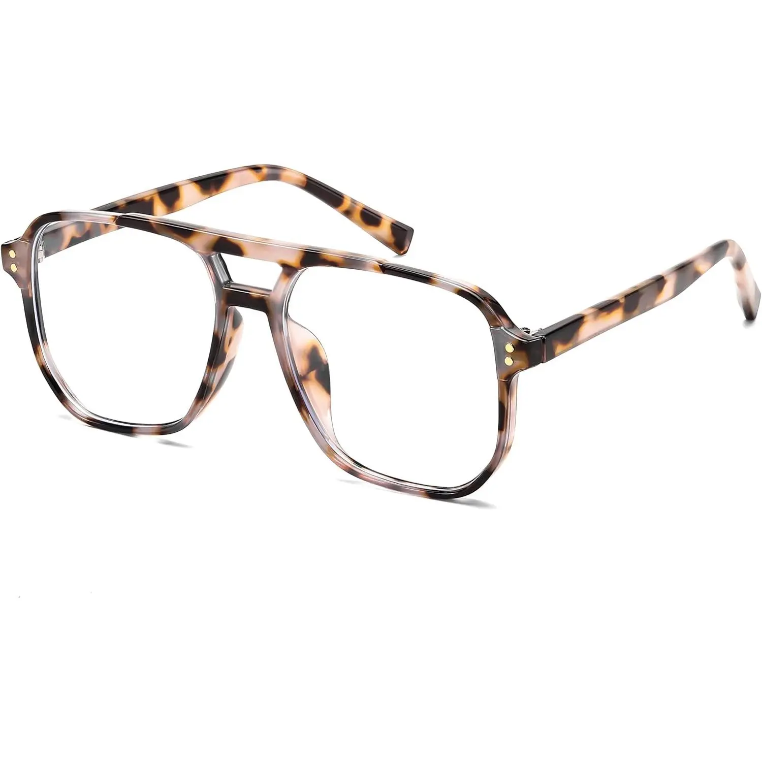 EyeconicFinds Blue Light Blocking Glasses Fake Nerd Clear Square Computer Lightweight Pilot Glasses Frame Oversized B2866