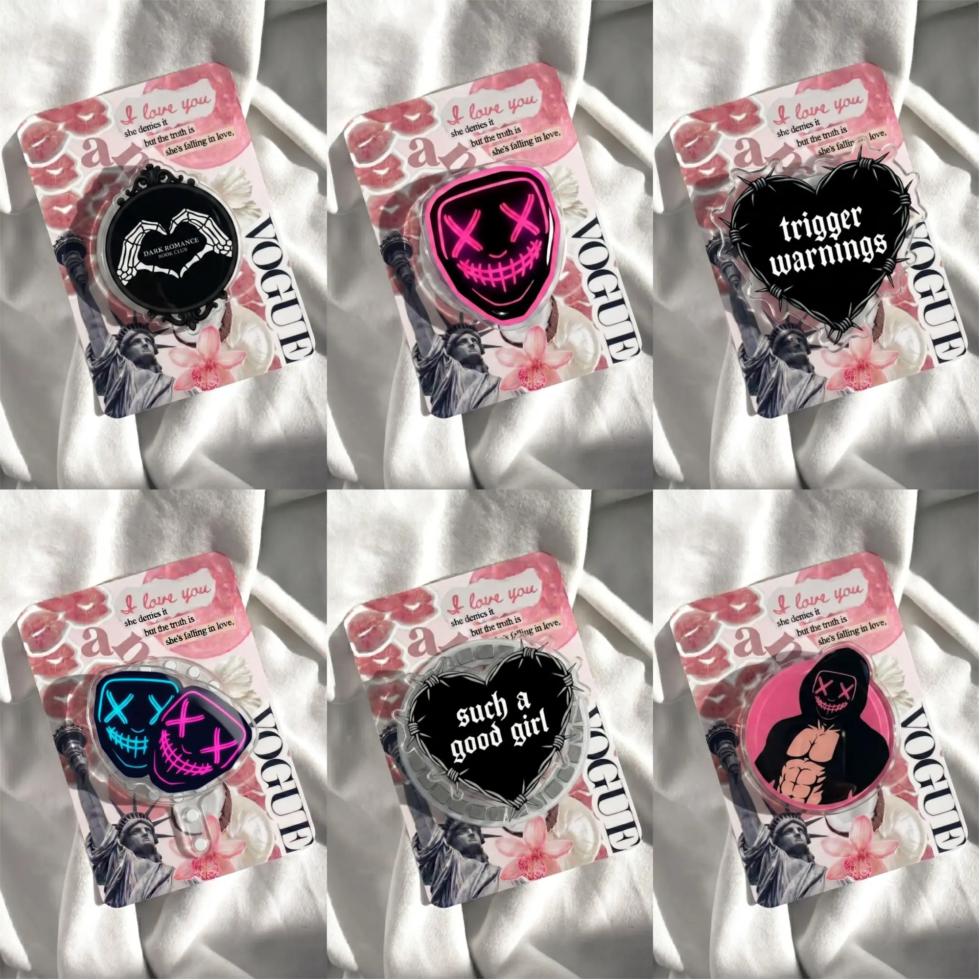 Dark Romance Kindle Grip Spicy Bookish Phone Holder Gothic Heart Griptok Barbed Wire Phone Stand Emo Grunge Booktok Merchandise Aesthetic Acrylic Phone Accessory Book Lover Gift for Reader