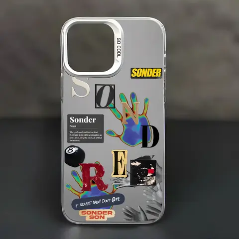 Sonder Poster Aesthetic Plastic-TPU-Metal-Silicone Smartphone Case - Heavy Duty Protection, Drop-Shockproof, Sleek Black & Silver - for iPhone 11,11 Pro,12 Pro Max Plus,15,16,17/18 - Cool Gift for Guys - Handheld Phone Accessories, Protective Cover Casing