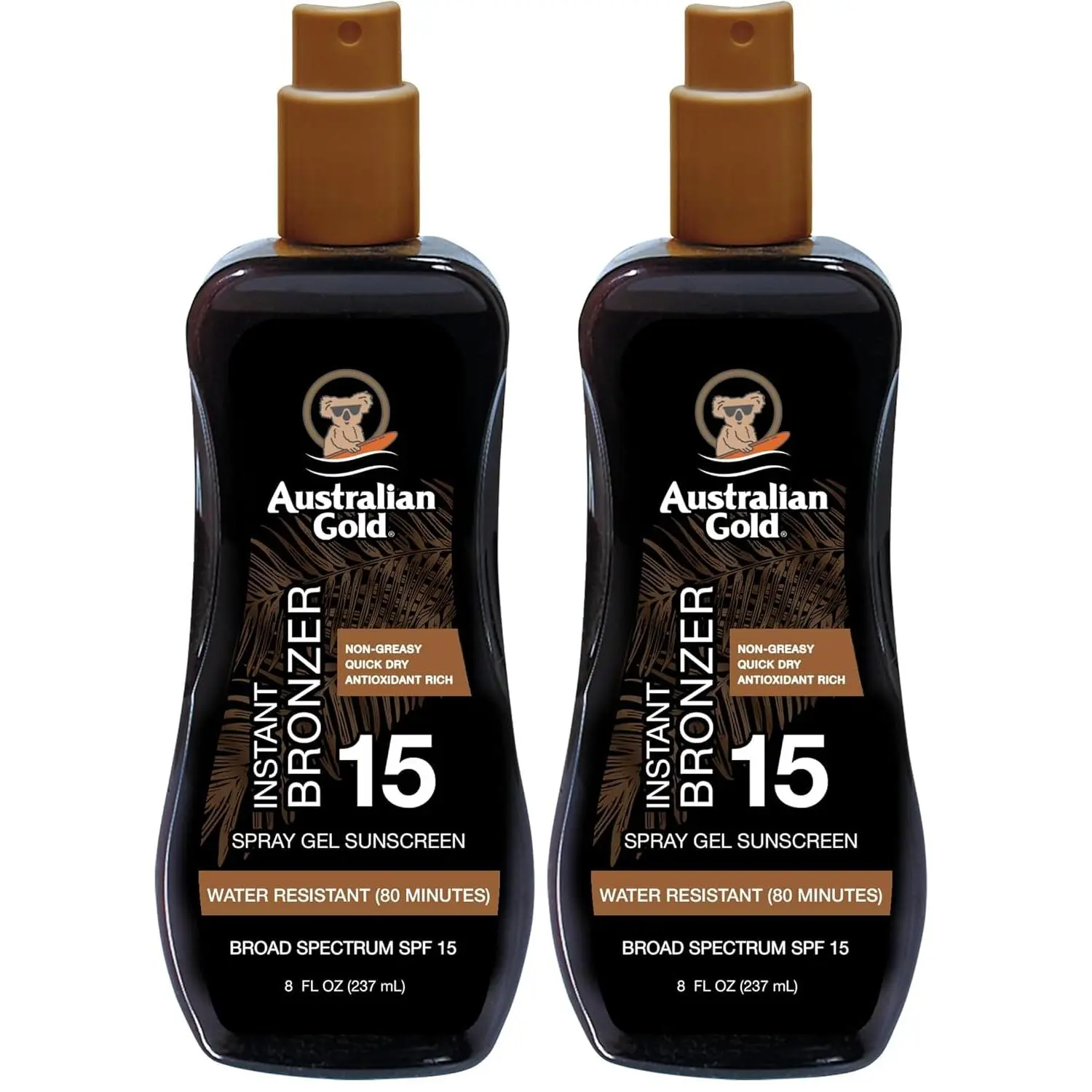 Australian Gold Spray Gel Sunscreen with Instant Bronzer SPF 8, 8 Ounce