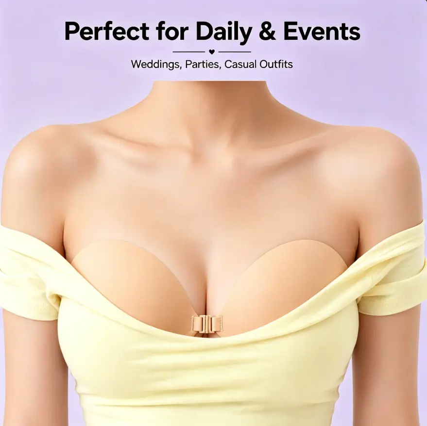 Women's Premium Silicone Flower-Design Push-Up Full-Cup Bra - Invisible, Sticky, Reusable, Comfortable Adhesive Underwear for Outdoor, Everyday Use, Push Up Bra