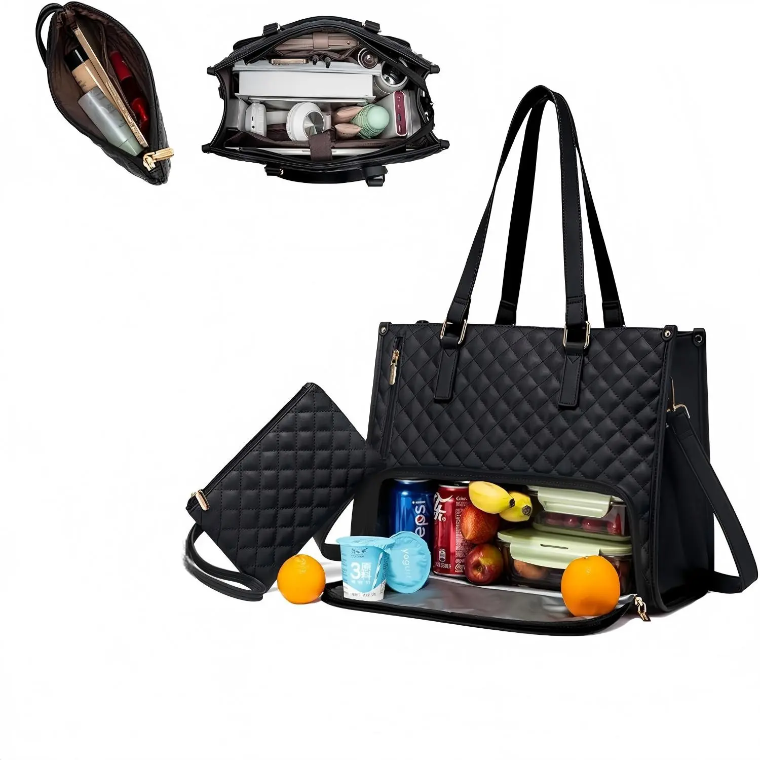 Stitched Lunchbox Storage Bag with Insulated Compartment, Insulated Lunchbox Cooler, Lunch Insulation Bag, 15.6 Inch Laptop Case, Includes Small Pouch, Ideal for Business, Work, Nursing, Office, Outdoor