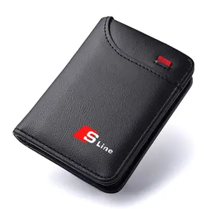 Leather Men Wallet Gift Coin ID Cash Credit Card Holder Purses Wallet Cards For Audi Q7 Q3 Q5 R8 TT S5 S6 RS Sline Quattro A4 A5 A6 Accessories