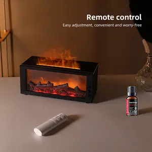 300ml Air Humidifier & Aroma Diffuser with Colorful Fireplace Flame Essential Oil Diffuser Aromatherapy Machine Remote Control Timer for Home Office remote timer funny christmas party game garland wreath gift patella  bands little helper snow style pre-li