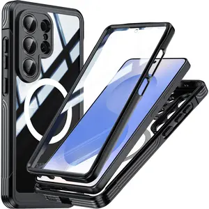 Magnetic for Samsung Galaxy S26 Ultra Case Magsafe with Built-in reen Protector, Full Body Rugged Case with Camera Protection, Shockproof Dustproof Anti Slip Silicone Edge Clear Back Phone Cover