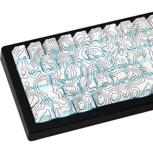 131 Keys PBT side-printed Keycaps White Topographic Side Printed Dye Sub Shine Through Custom Cherry Profile Mechanical Keyboard Keycap Set for Cherry Gateron MX Switches Mechanical higround Keyboard