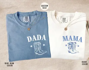 Comfort Colors First Rodeo Birthday Shirt, Western Cowboy Cowgirl Matching Family Outfit, Personalized Mama Daddy Gift