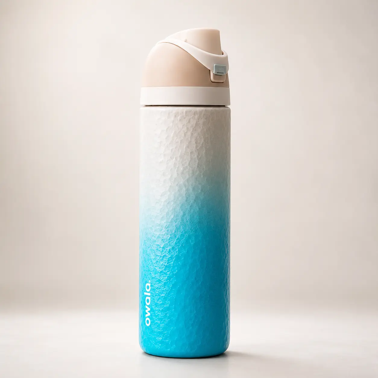 Owala FreeSip Cream and Turquoise Ombre Water Bottle, Insulated Stainless Steel Leakproof Bottle with Built-In Straw, Push-Button Lid and Carry Loop