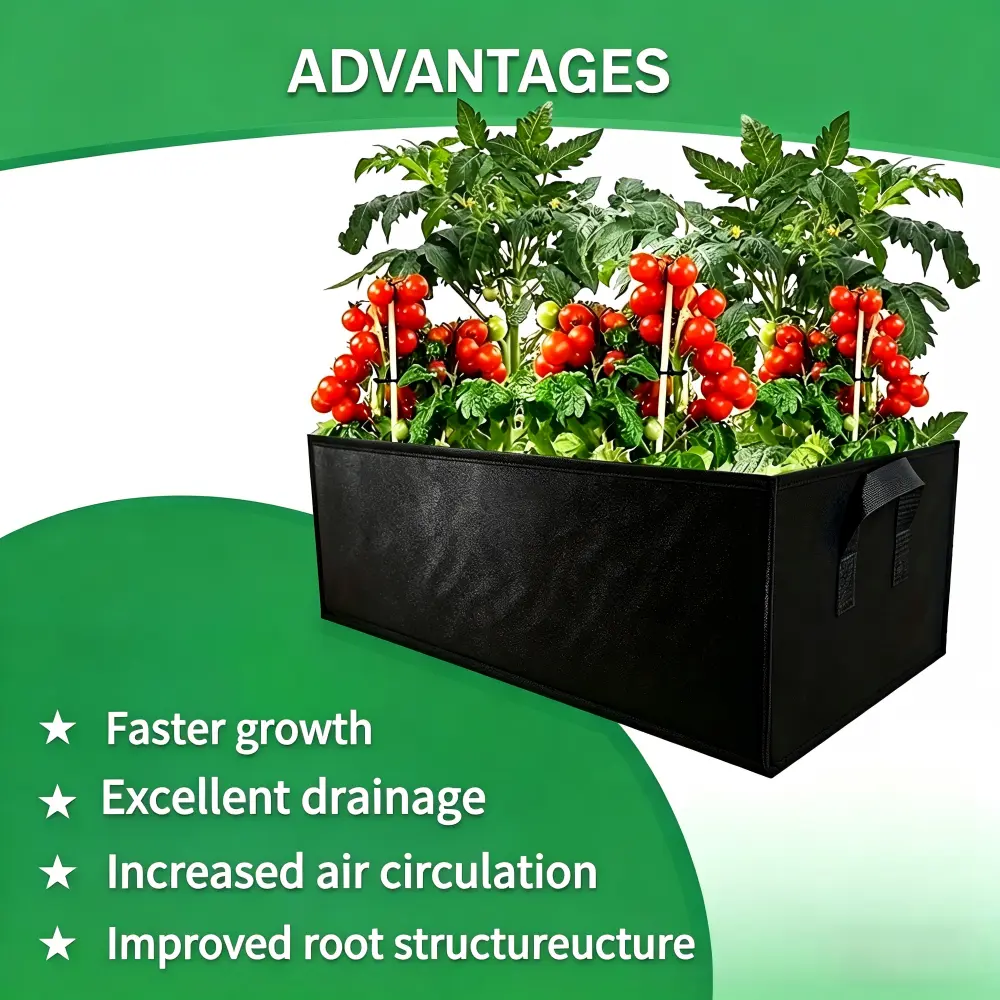Reusable Rectangular Grow Bags with Handles - Thick Fabric, Breathable Outdoor Garden Planters for Plant Growth, Gardening - Portable Containers for Patio, Balcony
