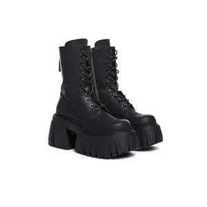 Women’s thick-soled rubber British-style combat boots, punk cosplay combat boots, fashionable ankle boots for casual wear