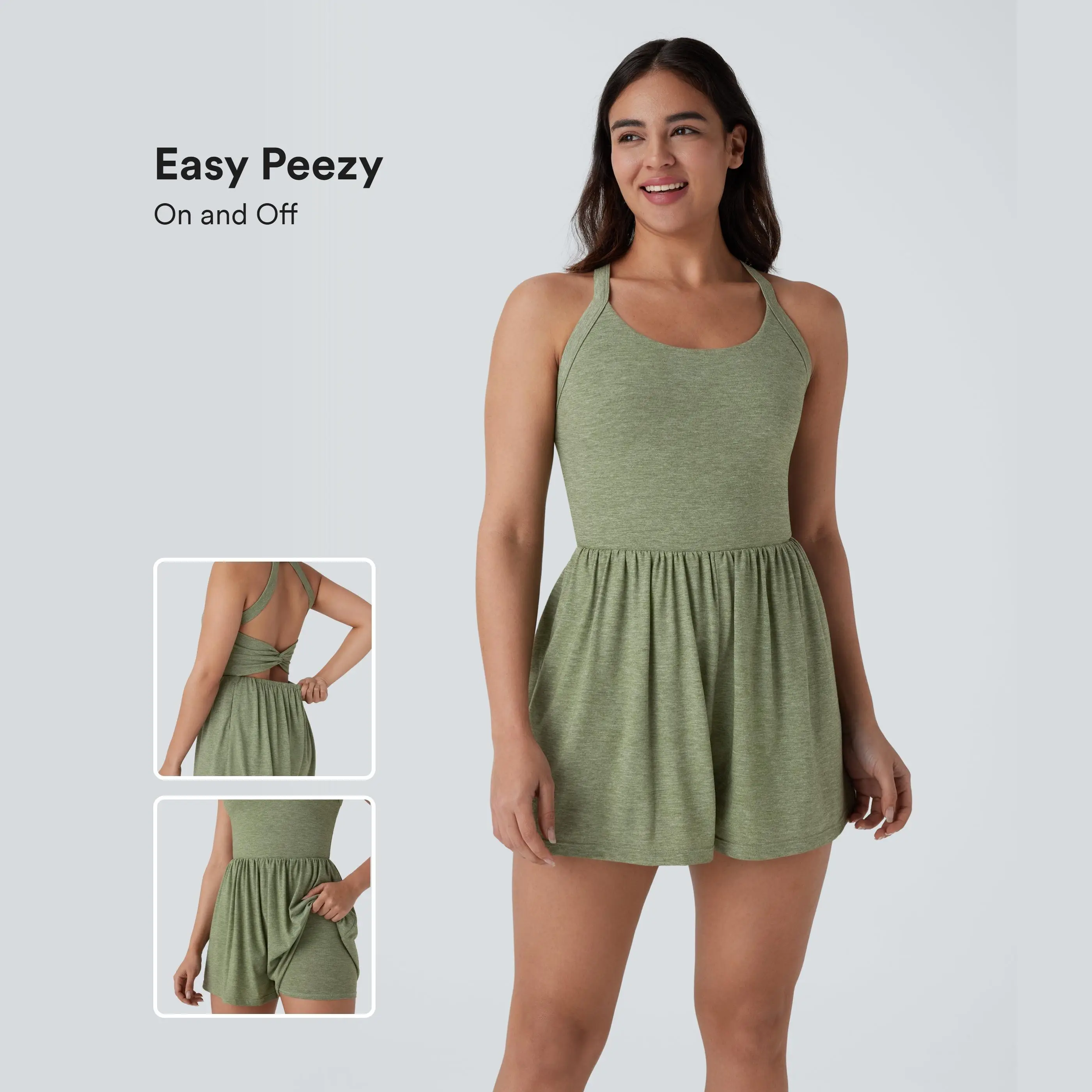 Halara Backless Twisted Side Pocket 2-in-1 Resort Romper-Easy Peezy Edition#NovaTopFinds#TikTokShopBacktoSchool