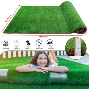 6FTX9FT Outdoor Artificial Grass Runner Rug, Thick Realistic Fake Grass Roll Decor Patio Balcony Garden Lawn, Dog Pets Turf Drain Mat, 1.38" Pile Height