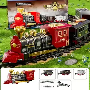 New children's electric track toy car, DIY track train, retro classic track Photo Frame Building Block Set