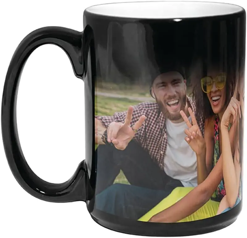 Personalized Magic Coffee Mug - Heat Sensitive Color Changing Custom Photo Mug | Customizable Ceramic Cup Christmas Birthday Gift | Taza Magica Personalizada - Black | 15 ozGift.