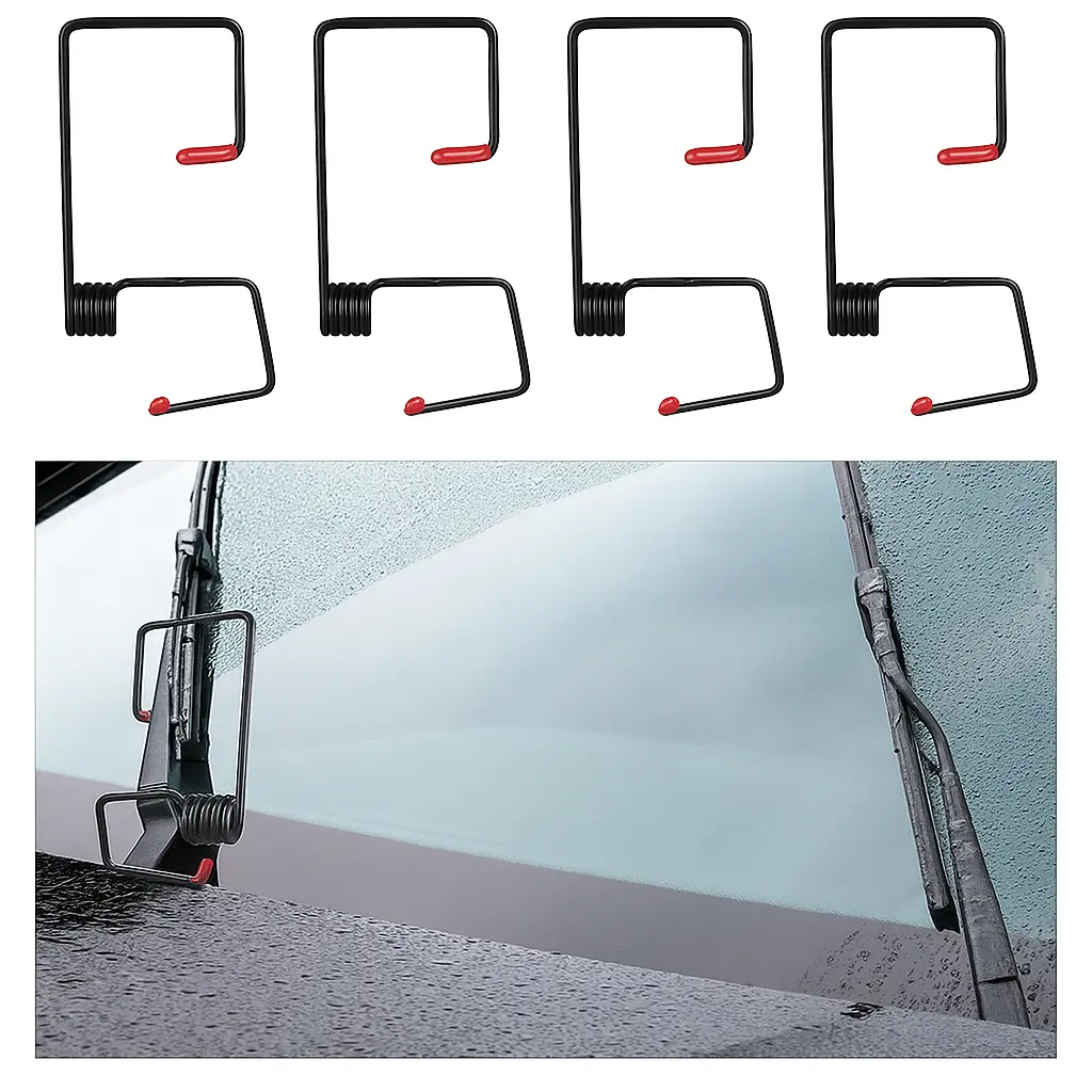 Automotive Auto Accessories Windshield Wiper Arm Pressure Booster (2PC/4PCS) - Durable Spring with Silicone Cover, Enhances Rain & Snow Wiper Performance (Black/Red)
