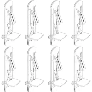 20 Pcs Plastic Locking Shelf Pins Cabinet Shelf Clips, Fits 5mm Diameter Hole & 5/8 inchThick Shelf, Self-Locking Shelf Support Pegs for Cabinets Furniture Bookcase, Clear.