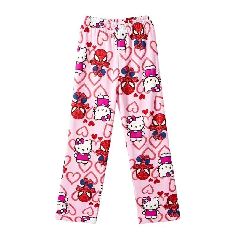 Marvel Spider-Man Printed Unisex Stylish Pyjama Pants - Soft Warm Loose-Fit Nightwear Trousers for Superhero Fans, Autumn Winter Casual Home Flannel Loungewear Bottoms
