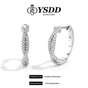 【#372 Infinity】Elegant Minimalist Infinity All Synthetic Moissanite Earring Huggie in 925 Sterling Silver for Daily wear Bussiness Casual