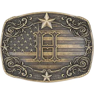 Western Belt Buckle for Men Women Initial Letter A to Z Cowboy Belt Buckle Texas Buckle