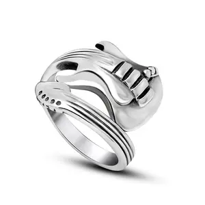 Couple jewelry, retro personalized open titanium steel ring, rock music guitar ring