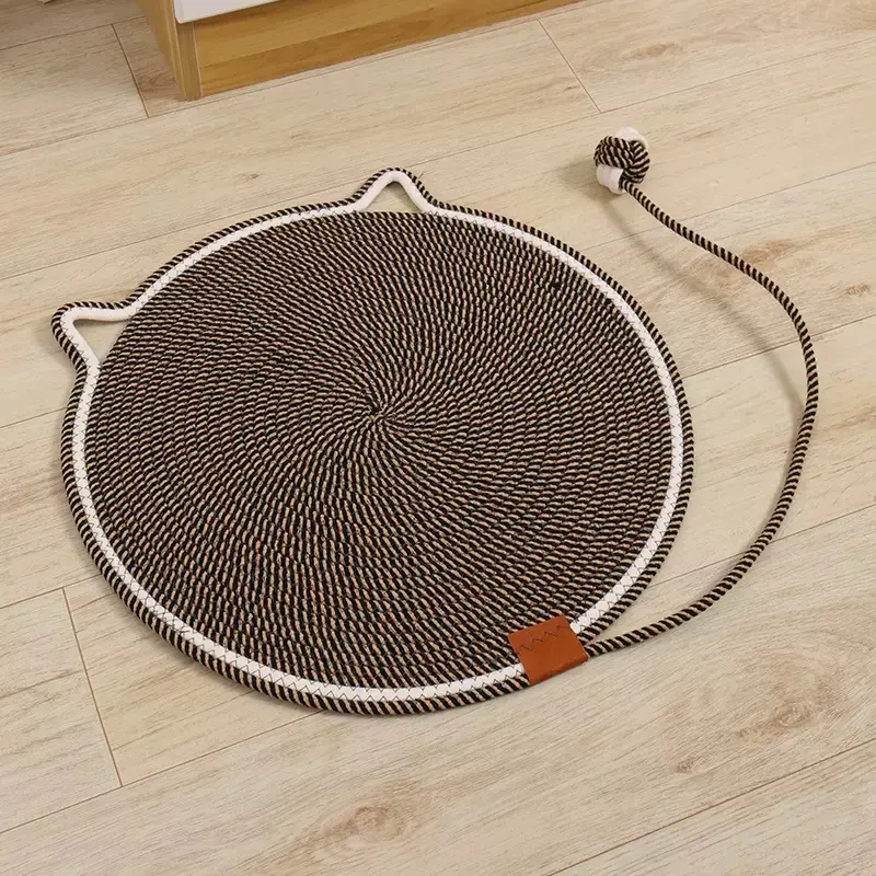 Thick Rope Cat Scratching Pad - Large Natural Cotton, 19.6 in, with Toy, Kitten Pet Supplies, Dog & Cat Furniture Scratcher, Thick Rope Scratching Pads