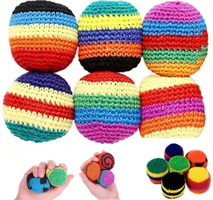 2026 Upgraded Handmade Knitted Footbag, Crochet Juggling Balls for Adults & Beginners, Assorted Multicolor Geometric Pattern Foot Bag, Ready-to-Use Kick Bag for Outdoor & Indoor Play