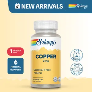 Solaray Copper 2mg Supplement - Essential Trace Mineral for Daily Health, Immune & Energy Support