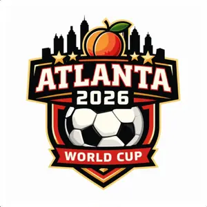 Atlanta 2026 Soccer Tournament Logo Sticker – Peach City Skyline Vinyl Decal, Kiss-Cut Waterproof Laptop Sticker