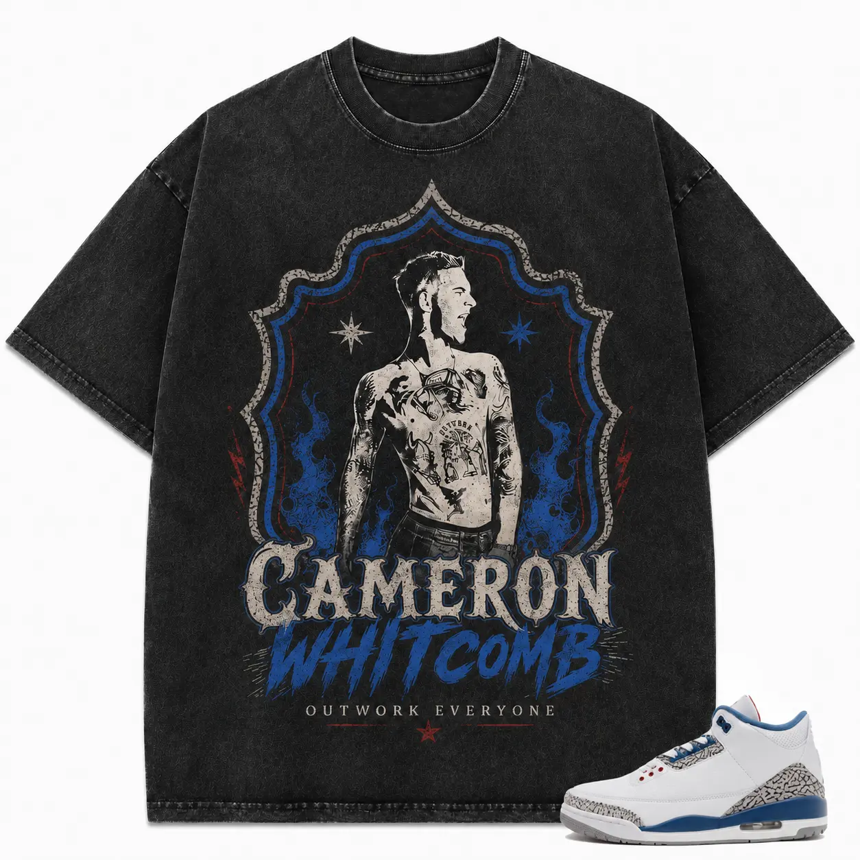 Cameron Whitcomb Outwork Everyone Vintage Graphic T-Shirt – Unisex Oversized Music Streetwear Tee