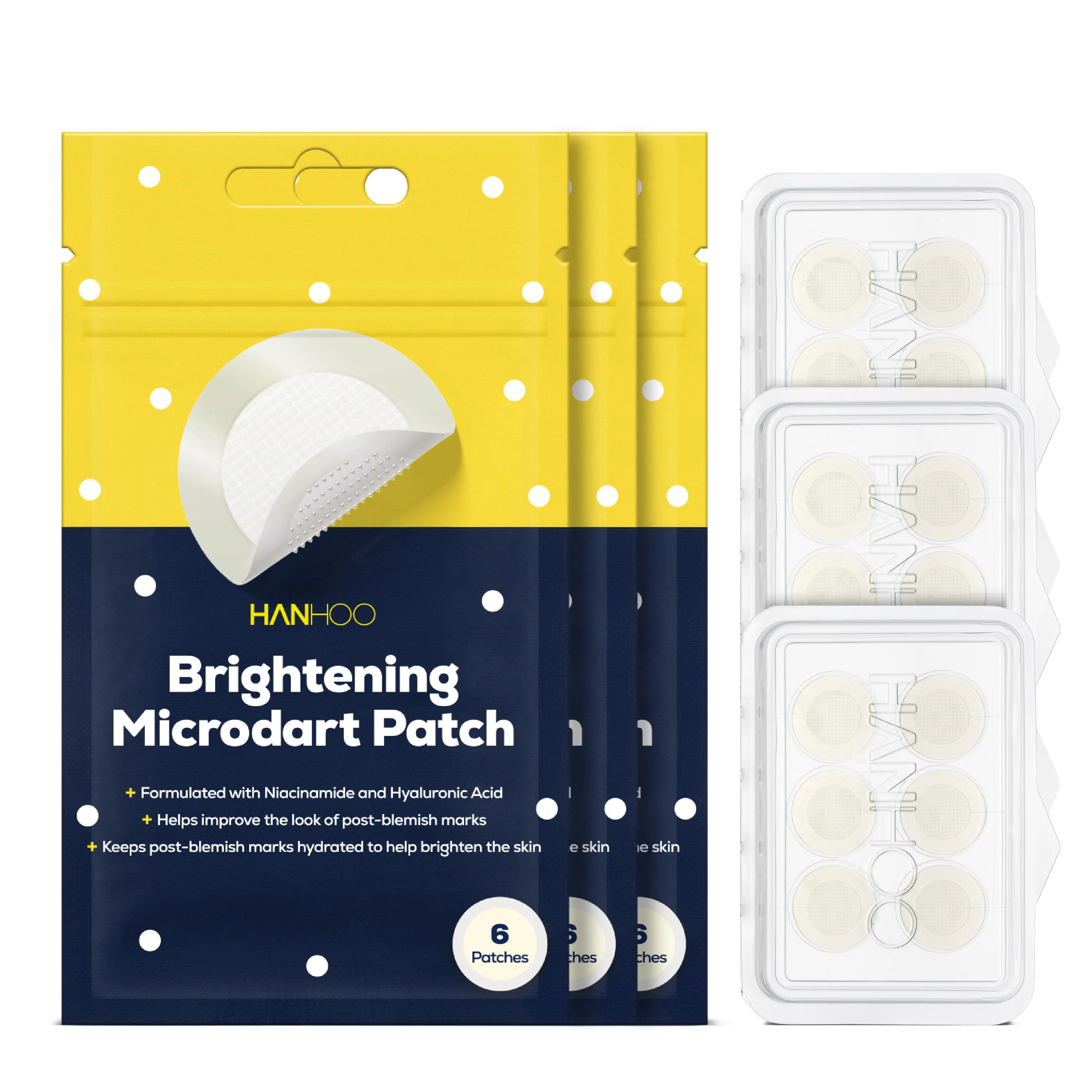 Hanhoo Dark Spot Brightening Microdart Patch with Niacinamide & Hyaluronic Acid for Fading Dark Spots, Pimple Aftercare, Korean Acne Skincare