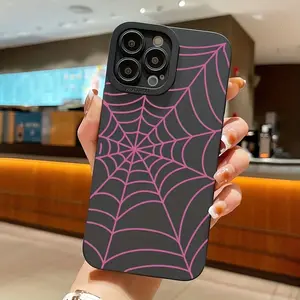 Spider Web Pink Design Fashion Phone Case, Suitable for iPhone 17 Air/16 Plus/15 Pro Max/14 Pro/13/12/11/XS Max/X Phone Case, Ideal Gift for Family, Friends, Lovers, Girlfriends, Best Choice for Holiday Gifts MS103