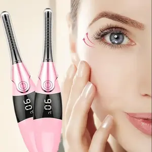 Heated eyelash curler, portable USB rechargeable, 4-speed temperature adjustable, LED digital display, quick and easy makeup and beauty eyelash styling tools Eyelash Curlers
