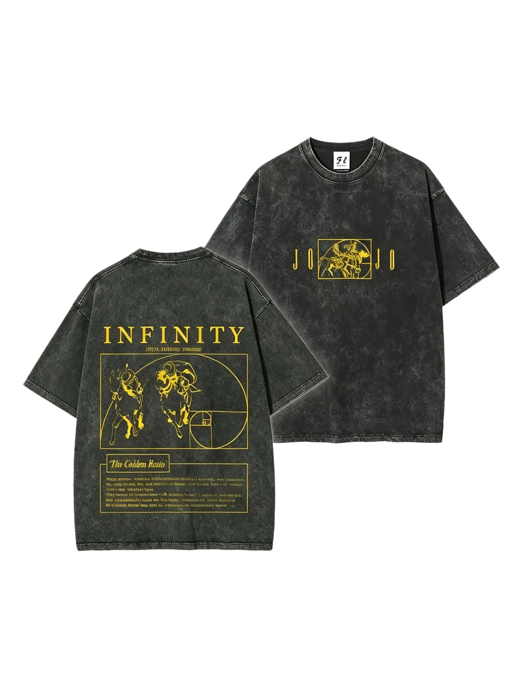 [BT] Men's Retro Washed Cotton Short-Sleeve Round Neck Casual Graphic T-Shirt, Johnny Joestar JoJo's SBR Steel Ball Run Golden Ratio Golden Spin Infinity Anime Manga Merch Top, Tshirt, Shortsleeve, Menswear, Graphic Print, Pure Cotton