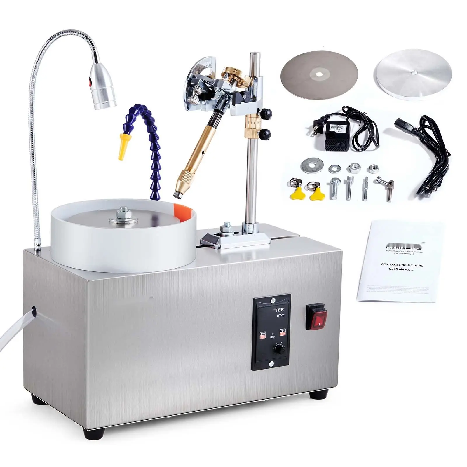 Gem Faceting Machine 180W Jade Grinding Polishing 2980 RPM Rock Polisher For Jewelry Making And Gemstone Faceting, High Power Stone Cutting Tool With Adjustable Speed, Stable Work Table, Suitable For Quartz Emerald Sapphire