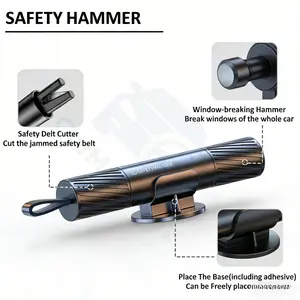Vehicle Emergency Escape Tool with Concealed Glass Breaker and Seatbelt Cutter, Functional Underwater, Mini Safety Hammer for Car Survival