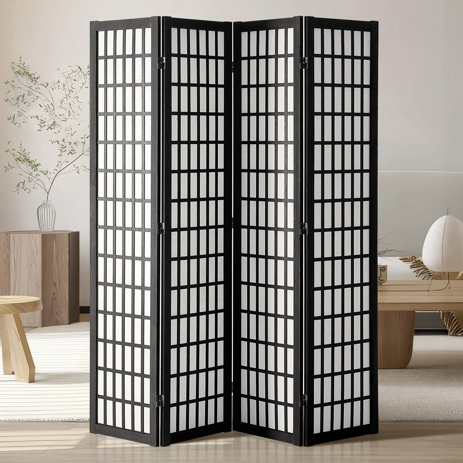 VEVOR Room Divider,  4 Panel Japanese Room Divider, Wood Folding Privacy Screen Indoor, Japanese Partition Dividers Portable Decoration Screens, for Room Separation Home Office Restaurant & Bedroom