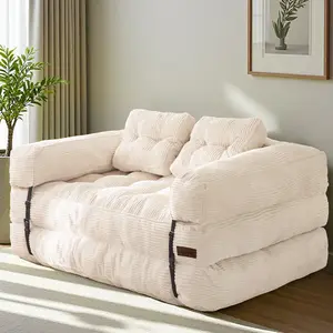 MAXYOYO Folding Sofa Bed, L-Shaped Convertible Sofa Bed with Armrest Foldable Sleeper Couch with Pillow, Portable Fold Out Chair Comfy Floor Couch Lounge for Living Room Bedroom